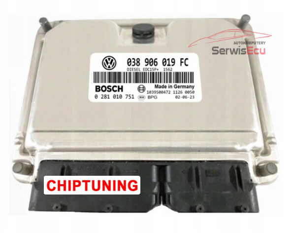 KOMPUTER ECU VW 1.9 038906019FC 0281010751 CHIPTUNING IMMO OFF